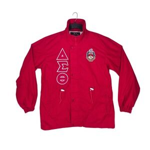Vtg M.J. Leather Shop Red Delta Sigma Theta Jacket Mens XL /2XL Korea Made